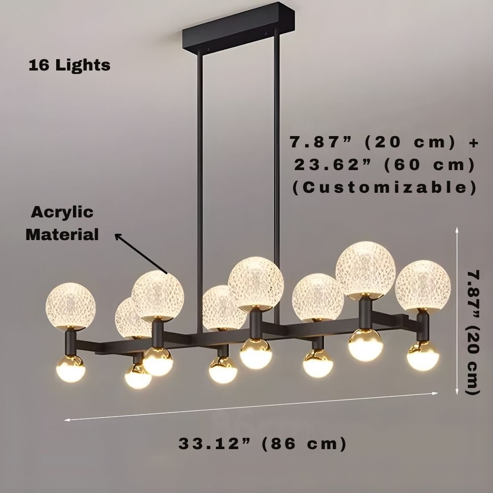 Modern Black Linear Dining Room Chandelier 12/16 Lights - Zelno Lighting
