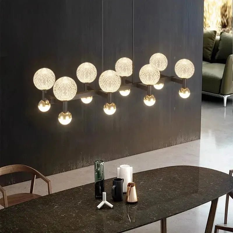 Modern Black Linear Dining Room Chandelier 12/16 Lights - Zelno Lighting