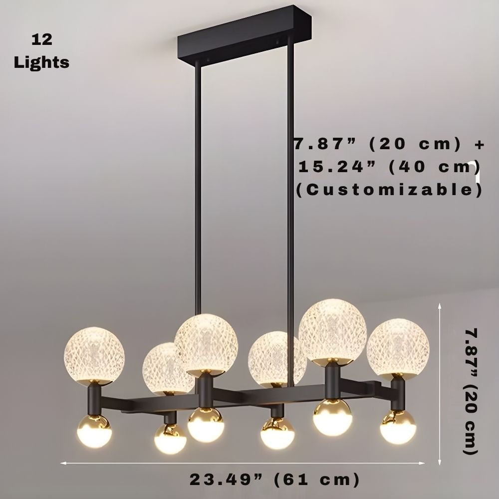 Modern Black Linear Dining Room Chandelier 12/16 Lights - Zelno Lighting