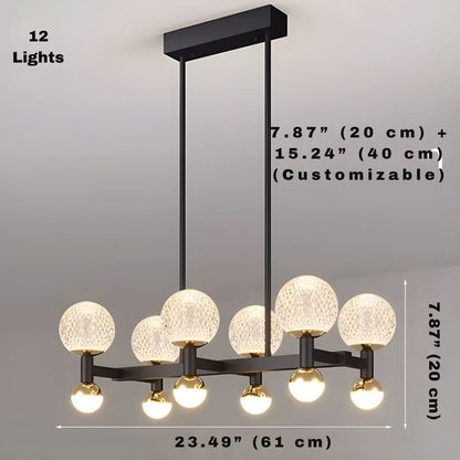 Modern Black Linear Dining Room Chandelier 12/16 Lights - Zelno Lighting