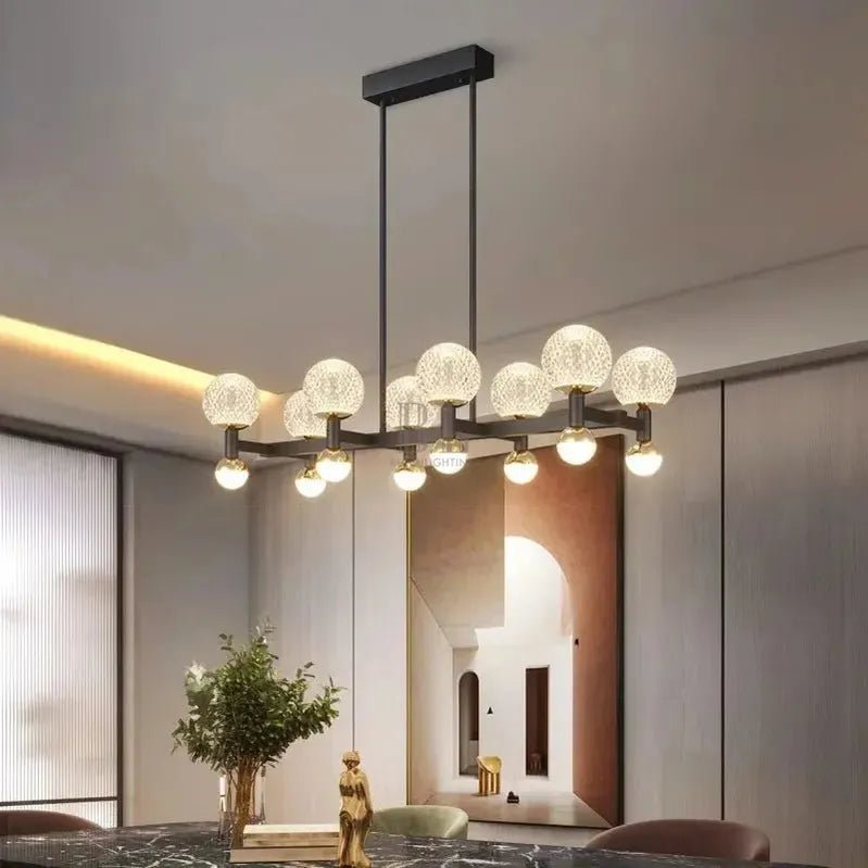 Modern Black Linear Dining Room Chandelier 12/16 Lights - Zelno Lighting