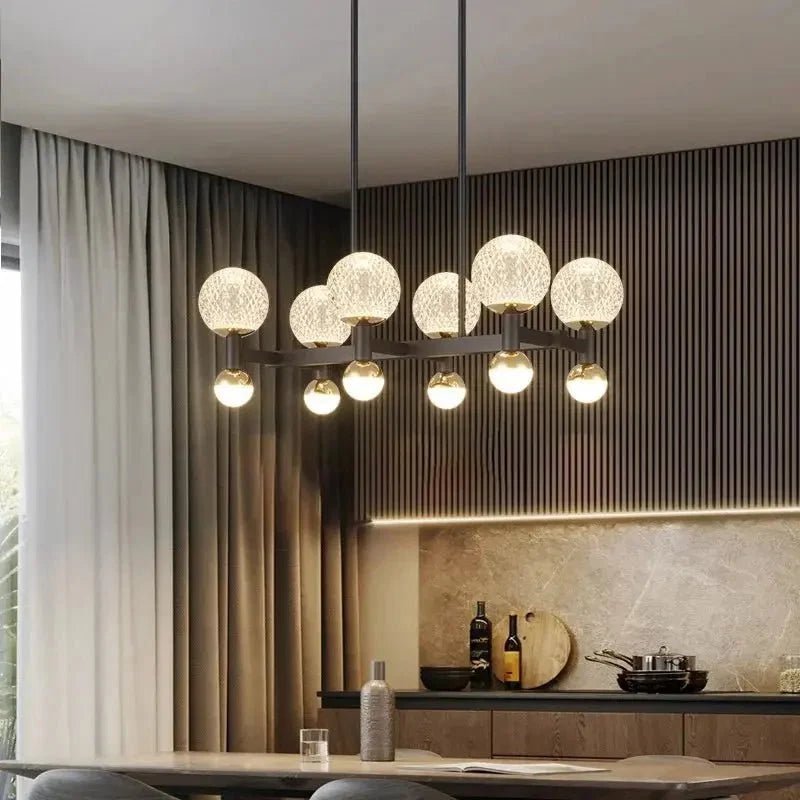 Modern Black Linear Dining Room Chandelier 12/16 Lights - Zelno Lighting