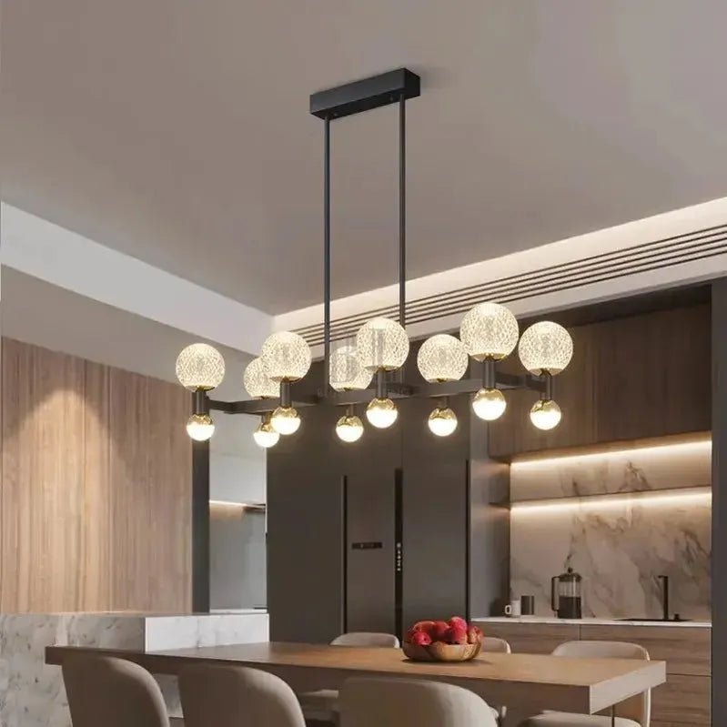 Modern Black Linear Dining Room Chandelier 12/16 Lights - Zelno Lighting