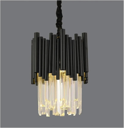 Modern Black Tube Crystal Pendant for Kitchen Island - Zelno Lighting