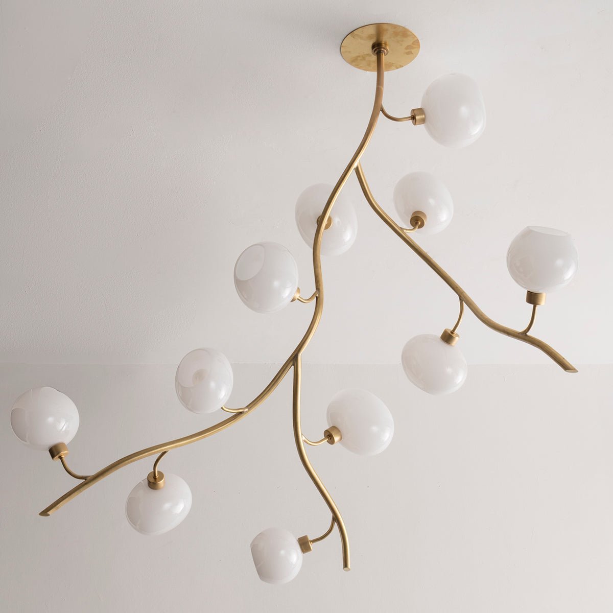 Modern Brass Branch Chandelier with Handcrafted Glass Globes - Zelno Lighting