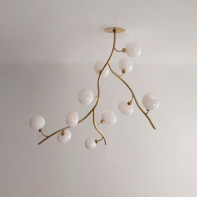 Modern Brass Branch Chandelier with Handcrafted Glass Globes - Zelno Lighting