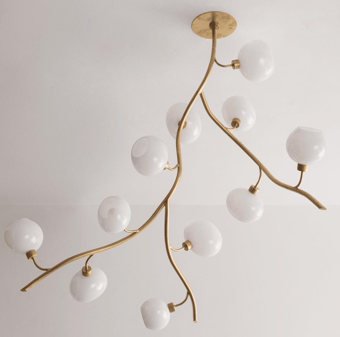 Modern Brass Branch Chandelier with Handcrafted Glass Globes - Zelno Lighting