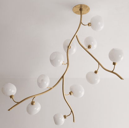 Modern Brass Branch Chandelier with Handcrafted Glass Globes - Zelno Lighting