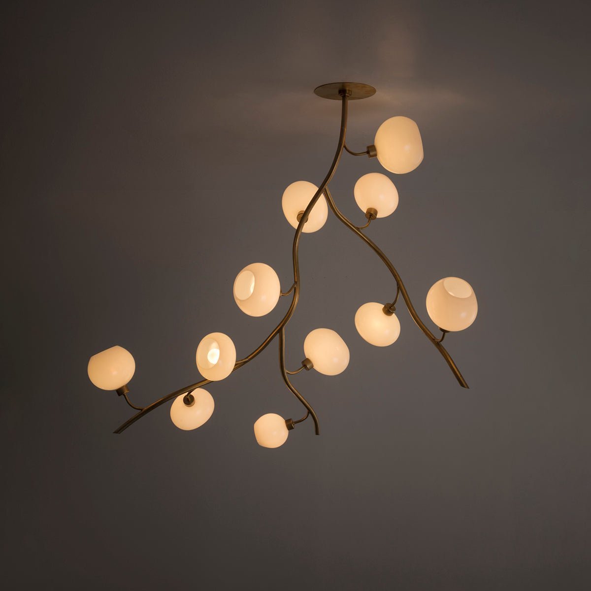 Modern Brass Branch Chandelier with Handcrafted Glass Globes - Zelno Lighting