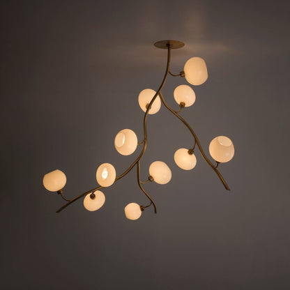 Modern Brass Branch Chandelier with Handcrafted Glass Globes - Zelno Lighting