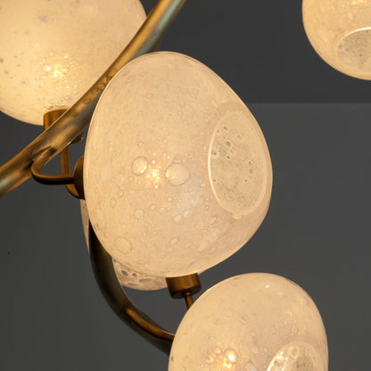 Modern Chandelier with Irregular Glass Lampshades and Brass Branches - Zelno Lighting