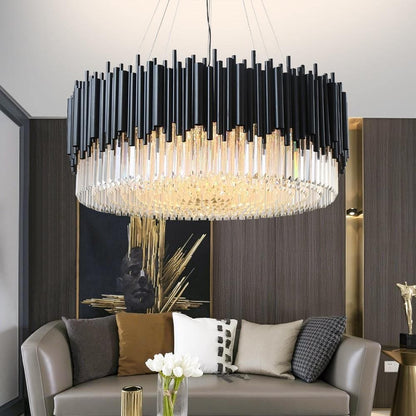 Modern Classic Black Crystal Round Chandelier 24"/ 32"/40" - Zelno Lighting