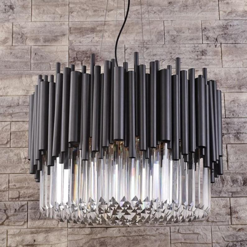 Modern Classic Black Crystal Round Chandelier 24"/ 32"/40" - Zelno Lighting