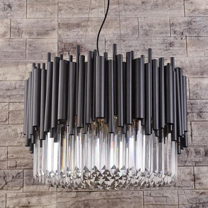 Modern Classic Black Crystal Round Chandelier 24"/ 32"/40" - Zelno Lighting