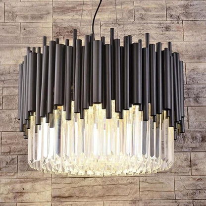 Modern Classic Black Crystal Round Chandelier 24"/ 32"/40" - Zelno Lighting