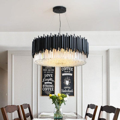 Modern Classic Black Crystal Round Chandelier 24"/ 32"/40" - Zelno Lighting