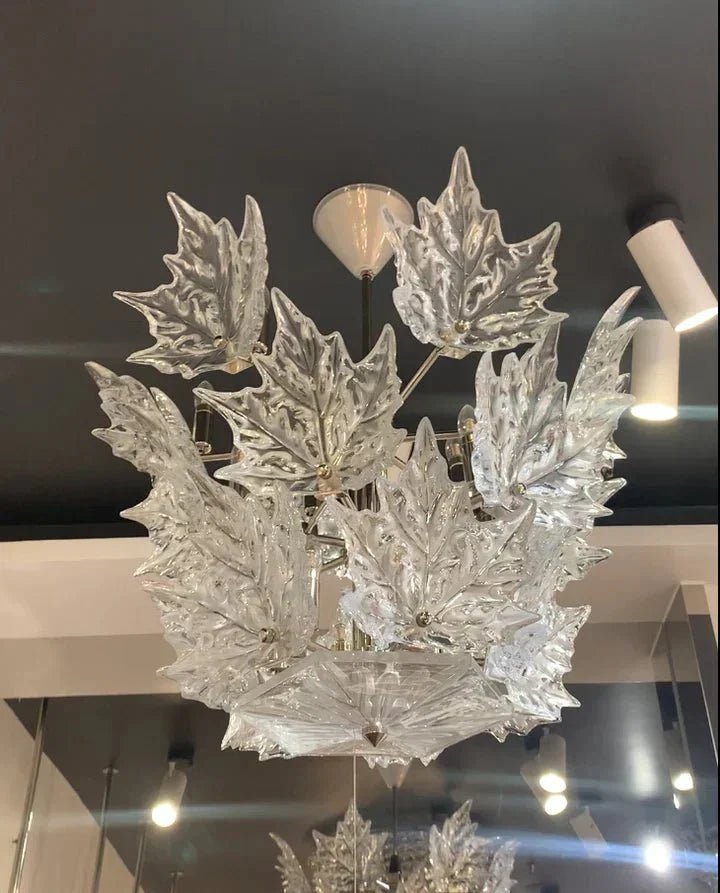 Modern Creative Clear Crystal Maple Leaf Chandelier for Living Room/Bedroom - Zelno Lighting
