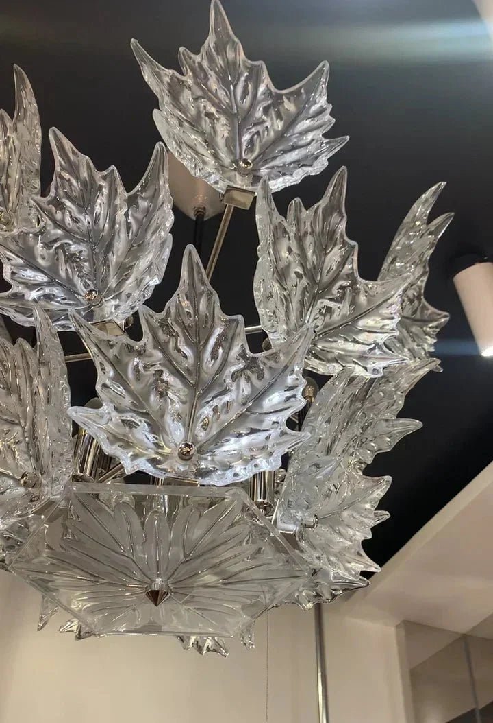 Modern Creative Clear Crystal Maple Leaf Chandelier for Living Room/Bedroom - Zelno Lighting