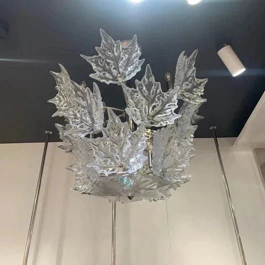 Modern Creative Clear Crystal Maple Leaf Chandelier for Living Room/Bedroom - Zelno Lighting