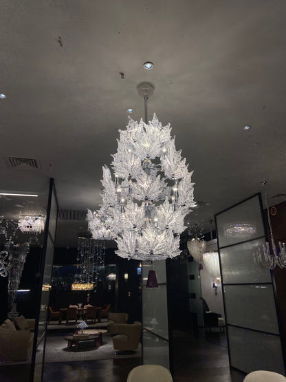 Modern Creative Clear Crystal Maple Leaf Chandelier for Living Room/Bedroom - Zelno Lighting
