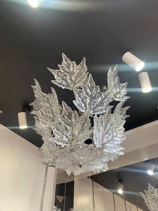 Modern Creative Clear Crystal Maple Leaf Chandelier for Living Room/Bedroom - Zelno Lighting