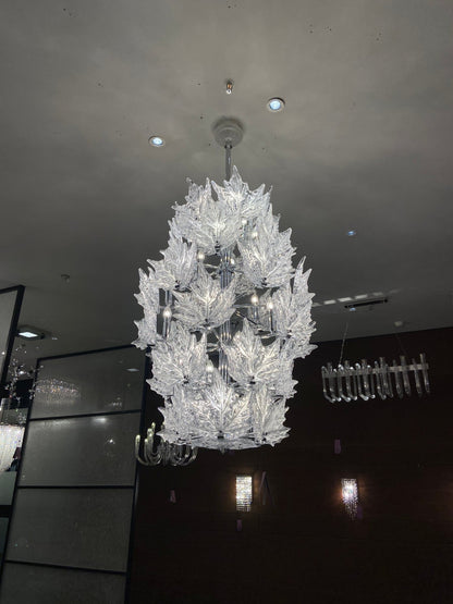 Modern Creative Clear Crystal Maple Leaf Chandelier for Living Room/Bedroom - Zelno Lighting