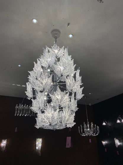 Modern Creative Clear Crystal Maple Leaf Chandelier for Living Room/Bedroom - Zelno Lighting