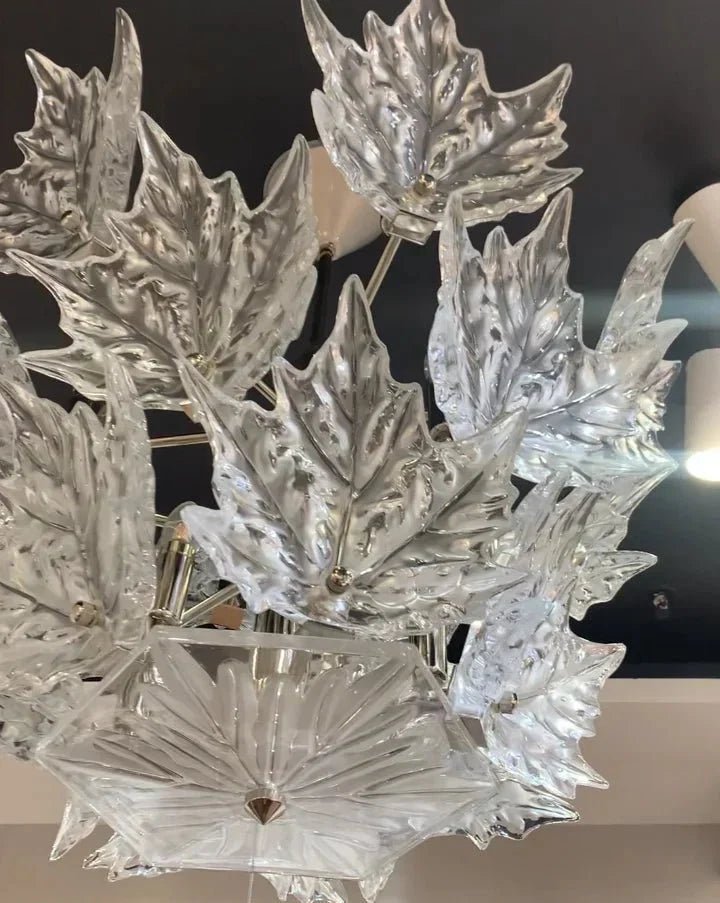 Modern Creative Clear Crystal Maple Leaf Chandelier for Living Room/Bedroom - Zelno Lighting