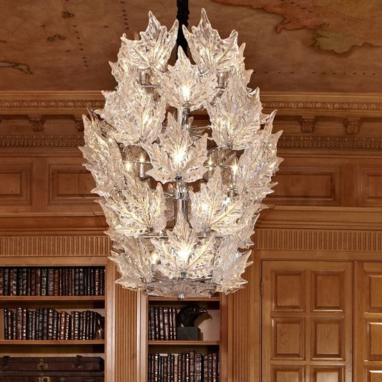 Modern Creative Clear Crystal Maple Leaf Chandelier for Living Room/Bedroom - Zelno Lighting