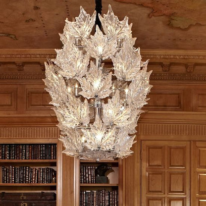 Modern Creative Clear Crystal Maple Leaf Chandelier for Living Room/Bedroom - Zelno Lighting