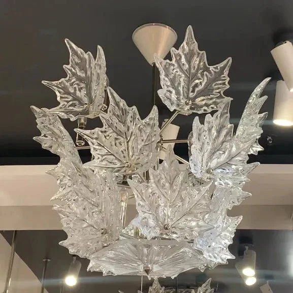 Modern Creative Clear Crystal Maple Leaf Chandelier for Living Room/Bedroom - Zelno Lighting