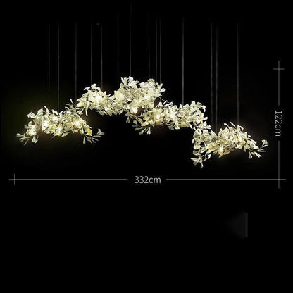 Modern Creative Ginkgo Linear Chandelier - Zelno Lighting