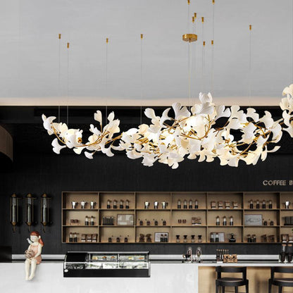 Modern Creative Ginkgo Linear Chandelier - Zelno Lighting