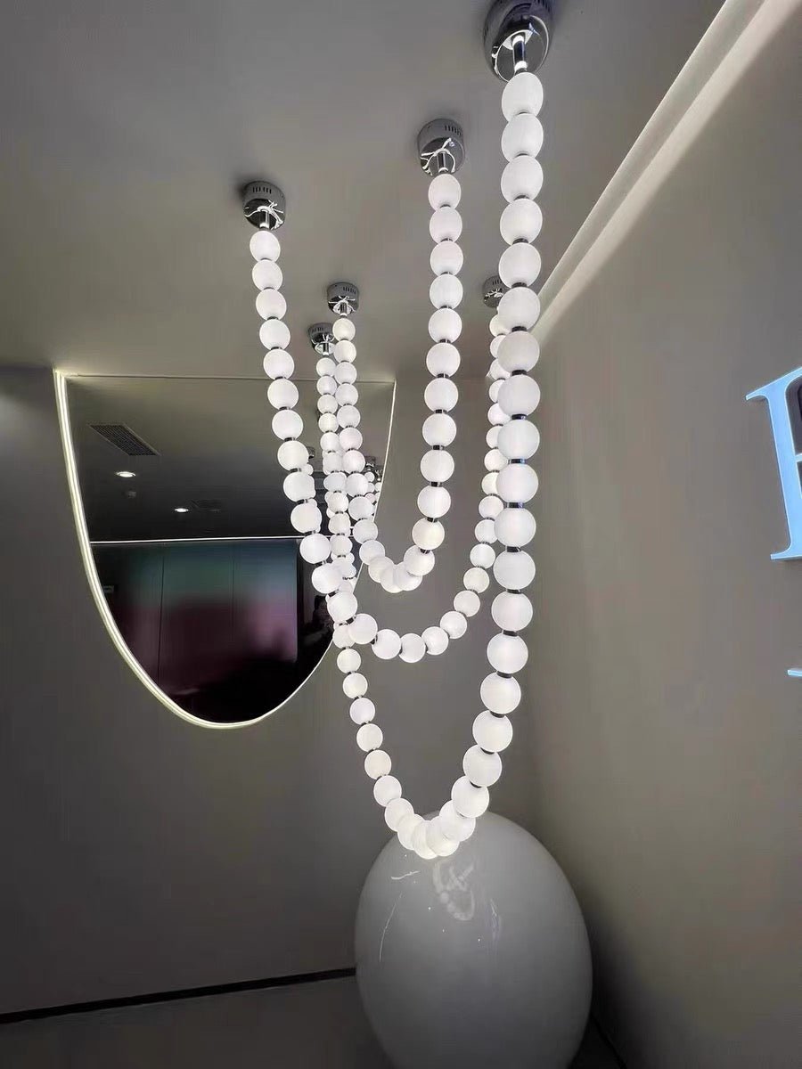 Modern Creative Pearl Necklace Acrylic Chandelier - Zelno Lighting