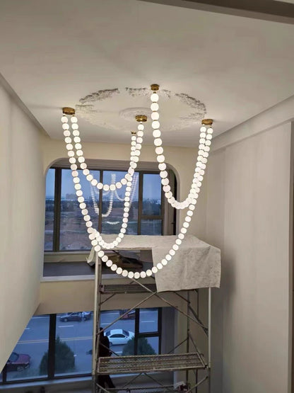 Modern Creative Pearl Necklace Acrylic Chandelier - Zelno Lighting