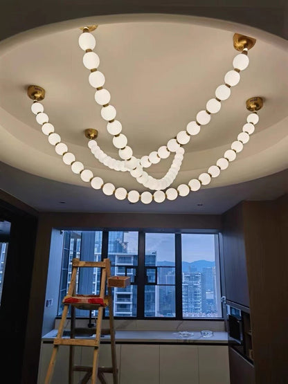 Modern Creative Pearl Necklace Acrylic Chandelier - Zelno Lighting