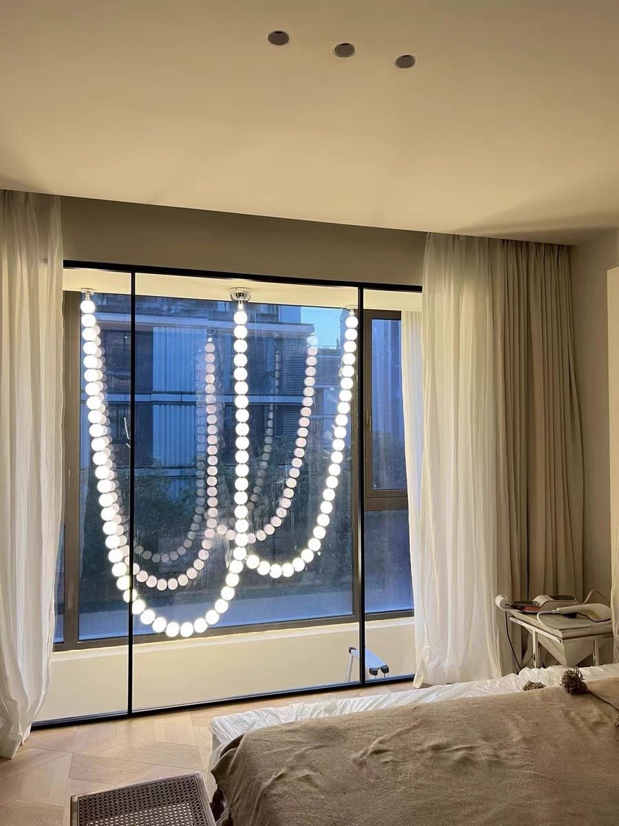 Modern Creative Pearl Necklace Acrylic Chandelier - Zelno Lighting