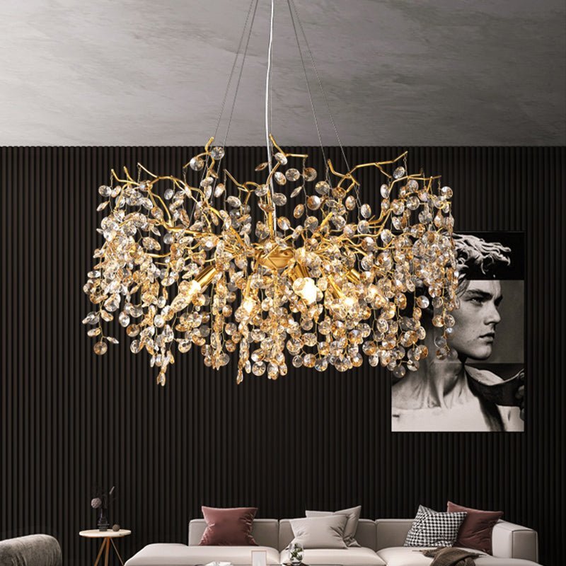 Modern Crystal Branch Chandelier for Foyer Entryway 1.5"D - Zelno Lighting