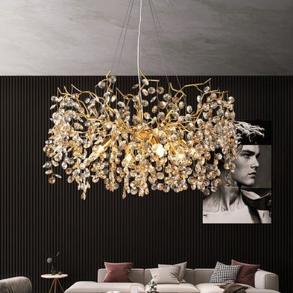 Modern Crystal Branch Chandelier for Foyer Entryway 1.5"D - Zelno Lighting