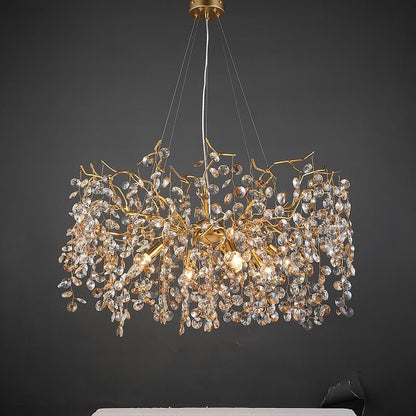 Modern Crystal Branch Chandelier for Foyer Entryway 1.5"D - Zelno Lighting