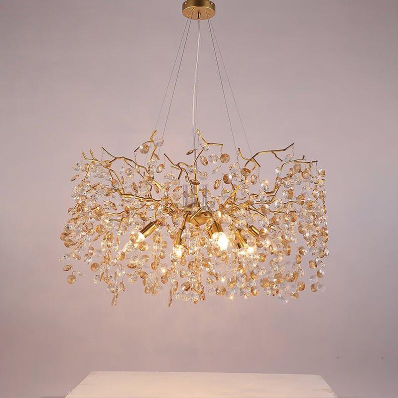 Modern Crystal Branch Chandelier for Foyer Entryway 1.5"D - Zelno Lighting