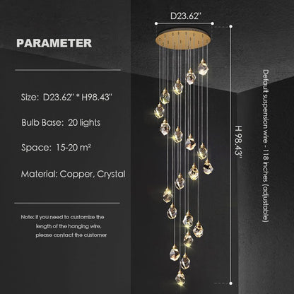 Modern Crystal Chandelier Foyer Living Room Droplight Hall Decoration Lights - Zelno Lighting