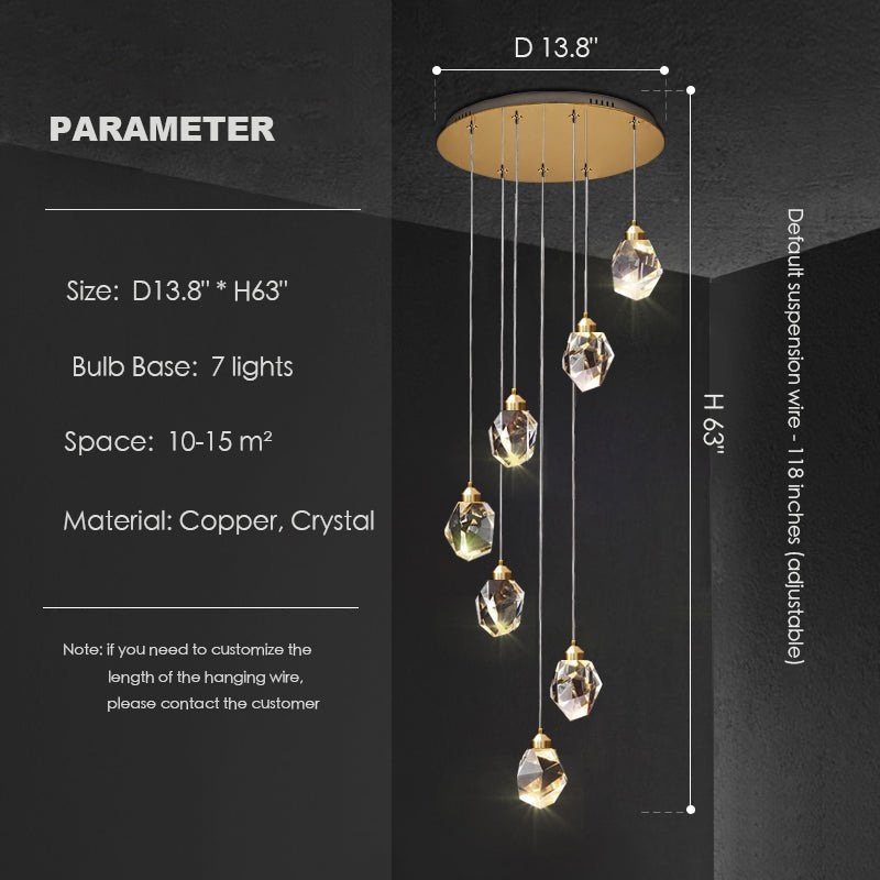 Modern Crystal Chandelier Foyer Living Room Droplight Hall Decoration Lights - Zelno Lighting