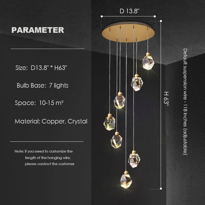 Modern Crystal Chandelier Foyer Living Room Droplight Hall Decoration Lights - Zelno Lighting