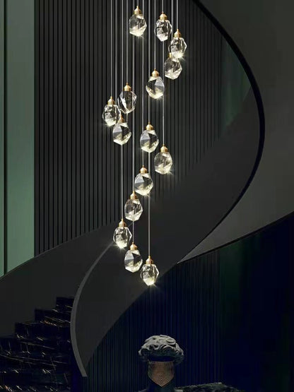 Modern Crystal Chandelier Foyer Living Room Droplight Hall Decoration Lights - Zelno Lighting