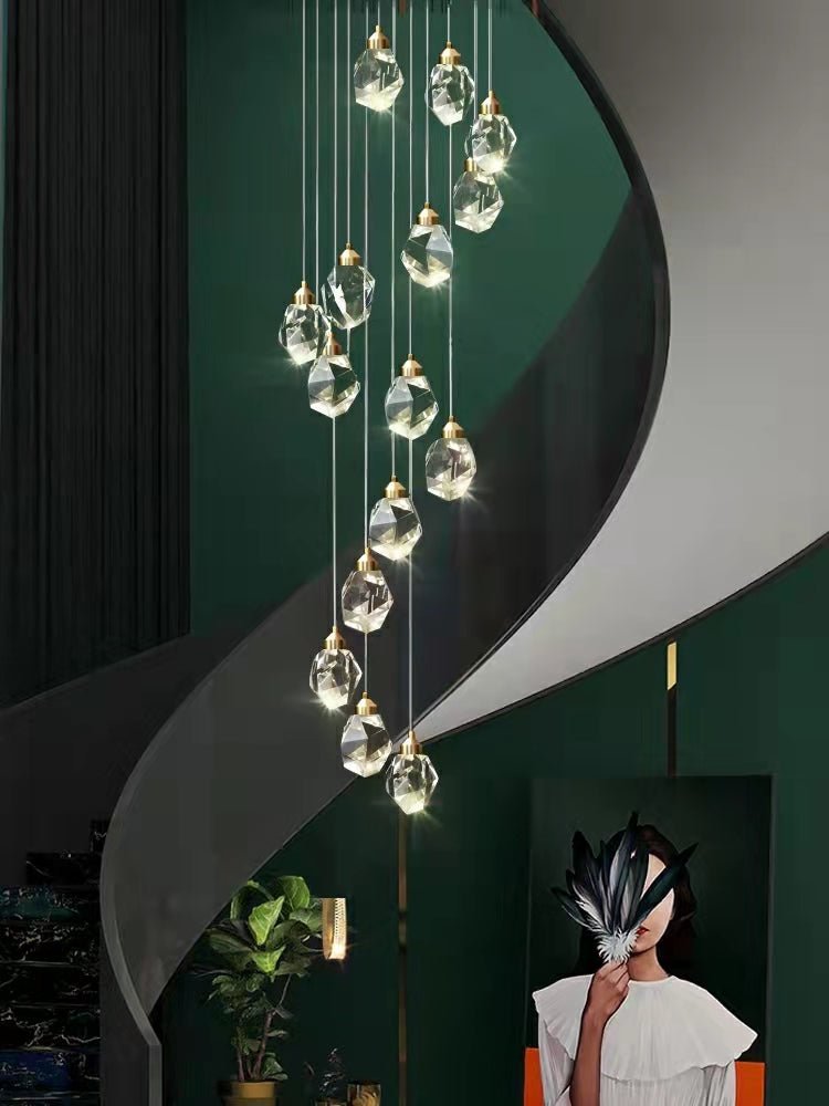 Modern Crystal Chandelier Foyer Living Room Droplight Hall Decoration Lights - Zelno Lighting