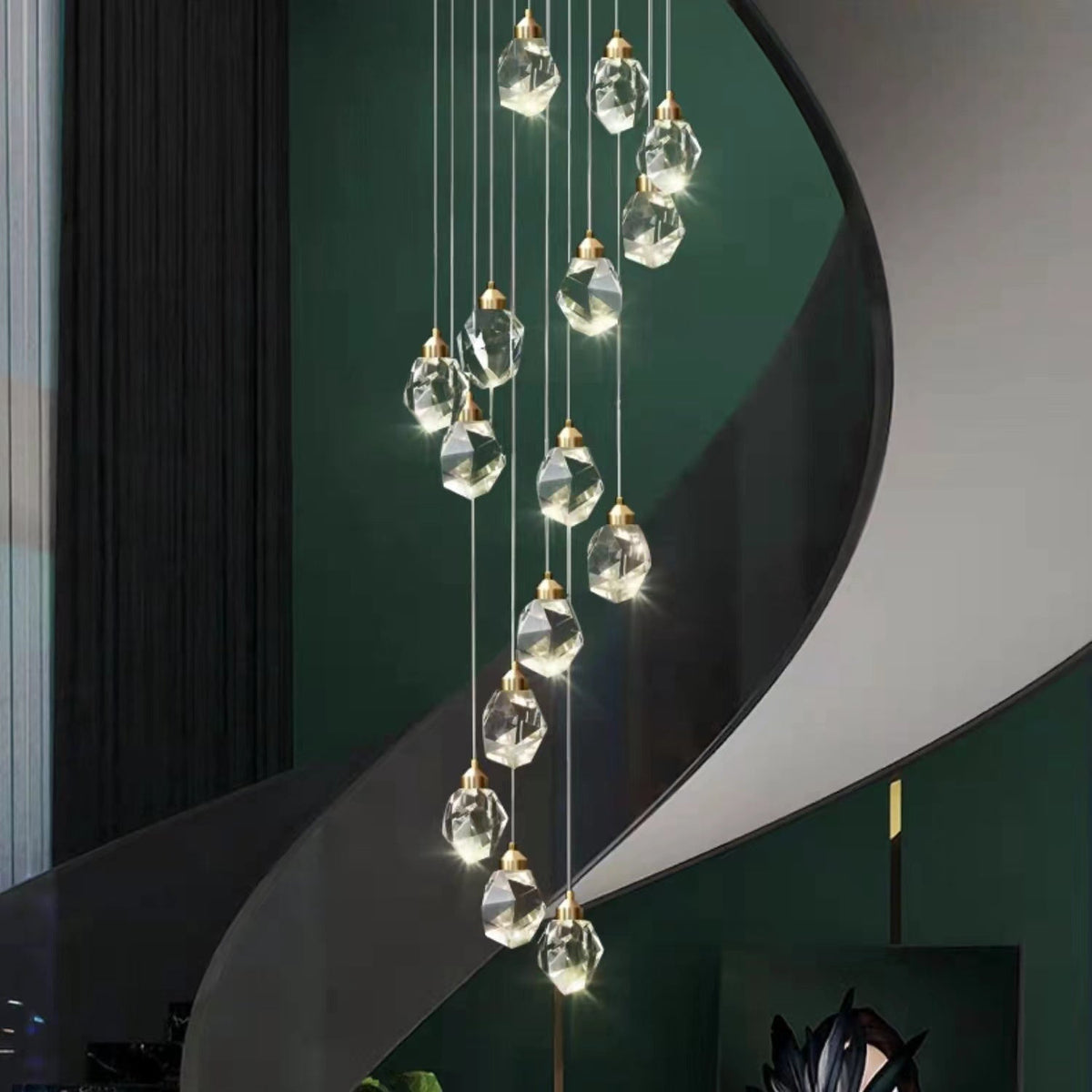 Modern Crystal Chandelier Foyer Living Room Droplight Hall Decoration Lights - Zelno Lighting