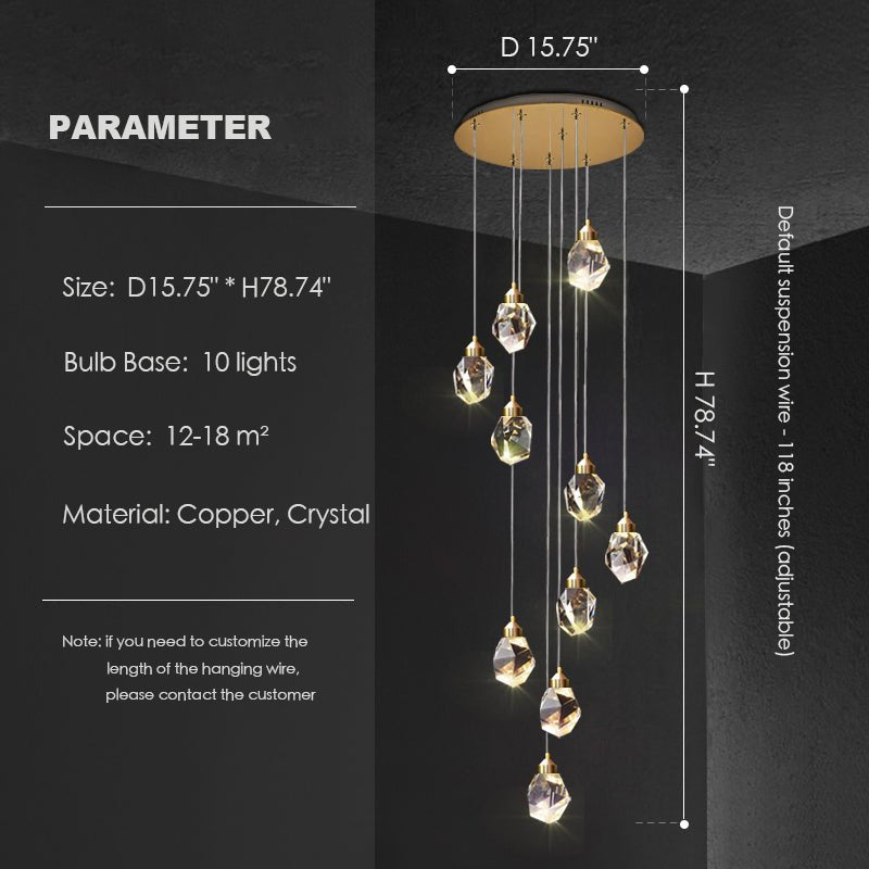Modern Crystal Chandelier Foyer Living Room Droplight Hall Decoration Lights - Zelno Lighting