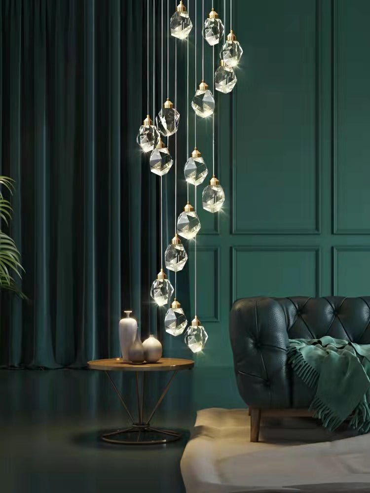 Modern Crystal Chandelier Foyer Living Room Droplight Hall Decoration Lights - Zelno Lighting