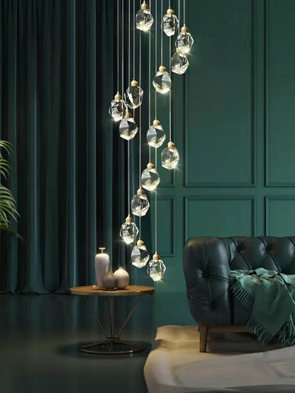 Modern Crystal Chandelier Foyer Living Room Droplight Hall Decoration Lights - Zelno Lighting